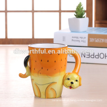 Caneca de cerâmica de cerâmica decorativa, caneca de cão de cerâmica para atacado